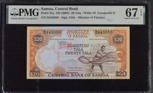 Samoa 20 Tala ND 2002 P 35 a Superb Gem UNC PMG 67 EPQ TOP POP - Picture 1 of 1