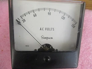 Simpson Model: 1357 A.C. Volts Panel Meter - Picture 1 of 2