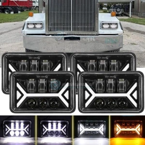 4PCS 4x6" LED Headlights DRL Hi/Lo Sealed Beam For Western Star 4900 Semi Truck - Foto 1 di 12