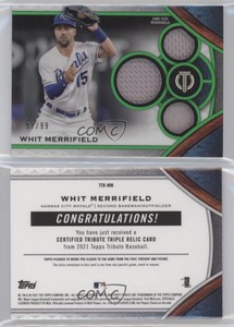 2021 Topps Tribute Tribute Triple Relics Green /99 Whit Merrifield #TTR-WM