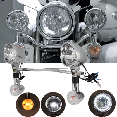 Fog Passing Turn Signal Light Bar Fit Yamaha V-Star XVS 250 650 950 1100 1300 - Image 1 of 4