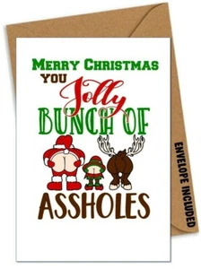 Funny Rude Christmas Card Xmas Son Daughter Brother Sister Aunty Mum Uncle XQ - Picture 1 of 1