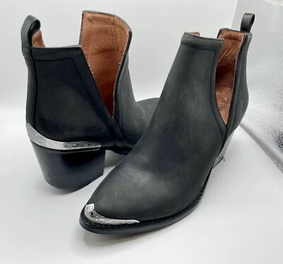 Botas para mujer Jeffrey Campbell talla 6,5 cuero negro tobillo occidental Foto 1 de 4