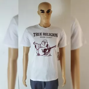 CAMISETA TRUE RELIGION LOUNGEWEAR GUITARRA BUDA LOGO HOMBRE MANGA CORTA TALLA M BLANCA - Imagen 1 de 8