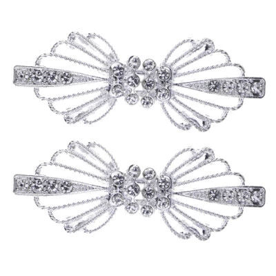 2 Pairs Rhinestone Diamante Buckle for Wedding Dress Clothing Accessories - Image 1 of 4
