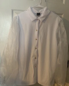White Plus Size Blouse With Sheer Long Sleeves 2X - Picture 1 of 3