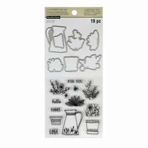 Botanical Clear Stamp & Die Set by Recollections, 19 pc, Thanks Love For You Bee - Foto 1 di 1