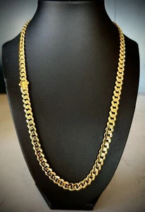 Real 14K Yellow Gold 8.5mm Miami Cuban Link 22" Chain Necklace Top Quality - Picture 1 of 5