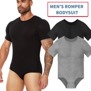 Men's Short Sleeve Full Body Shaper Tummy Control Romper Bodysuit Underwear - Picture 1 of 17