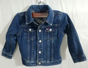 Vtg Y2K Tommy Hilfiger Denim Jean Jacket Toddler 2T Trendy Logo Emblem - Picture 1 of 3