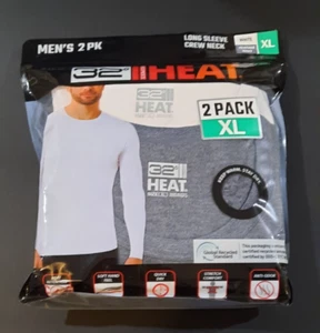 NEW 32 DEGREES MEN'S HEAT LONG SLEEVE CREW NECK WHITE & GREY TEE'S 2 - PK - Picture 1 of 7