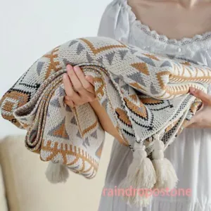 Nordischer Stil Strickdecken Plaid Überwurf Decke Sofabezug mit Quasten Reise - Bild 1 von 32