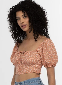 Top Liberty Love Cropped Off The Should Junior Med Stampa Floreale Multicolore Nuovo con etichette - Foto 1 di 3