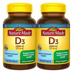Nature Made Vitamin D3 1000 IU (25 mcg) Softgels, 2 pk./600 ct. exp: 08,2023