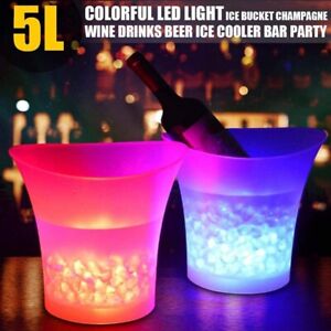7 Colors LED Light Ice Bucket Champagne Wine Drink Beer Ice Cooler Bar Party 5L