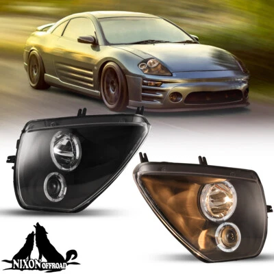 Pair For 2000-2005 Mitsubishi Eclipse Headlights LED Halo Projector Headlamps  - Изображение 1 из 4