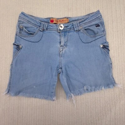 Apple Bottoms Jeans Shorts Womens 9/10 30 Waist Blue Denim Embroidered Pockets - Image 1 of 4