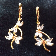 small hoop dangle drop dragonfly diamante earrings
