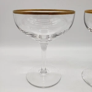 Set 2 bicchieri vintage Lenox Champagne Sherbet bordo oro trasparente alti 5" eleganti - Foto 1 di 5