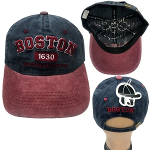 Baseballmütze Boston Massachusstts bestickt Baumwolle Denim gewaschen verstellbar - Bild 1 von 3