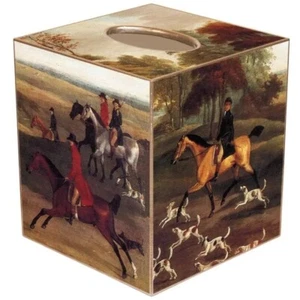 Marye-Kelley Fox Hunt Scene Tissue Box Cover New - Picture 1 of 1