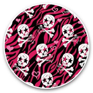 2 x Vinyl Stickers 25cm - Pink Leopard Print Rock Girls Skull  #46077