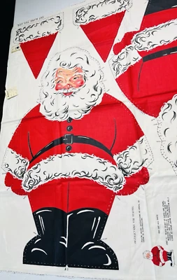 Vintage Jolly Santa Claus fabric panel greeter 27" pillow or  Wall Hanging - Image 1 of 4
