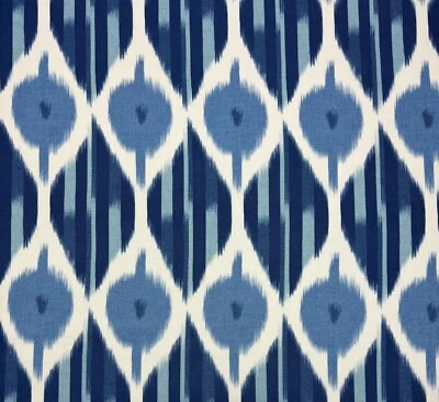 ANNA FRENCH KIMONO NAVY GEOMETRIC LINEN DESIGNER MULTIUSE FABRIC 3.5 YARDS 54"W - Image 1 of 4
