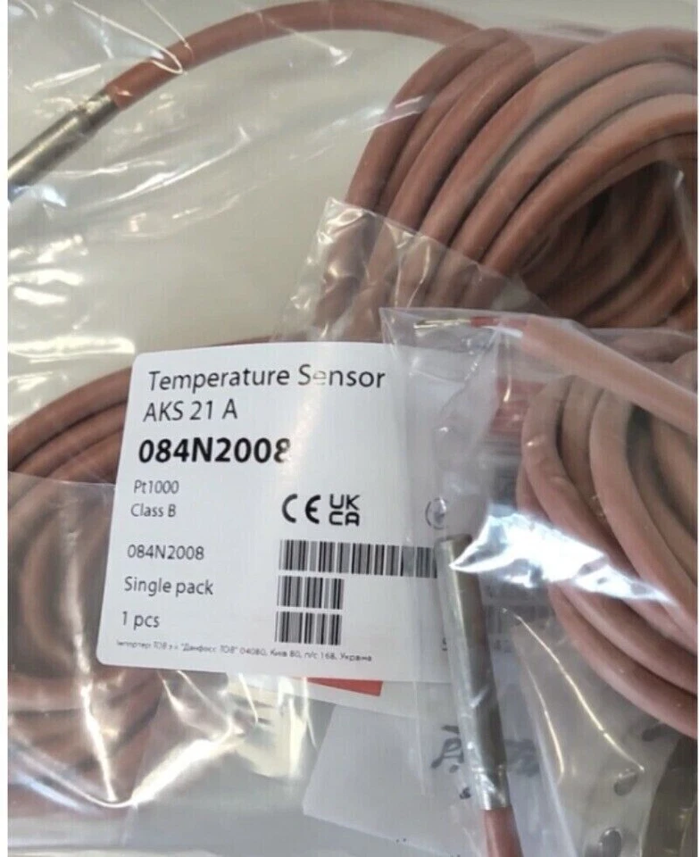 Danfoss Temperature Sensor pt1000 Class B AKS21A 084N2008 Single Pack
