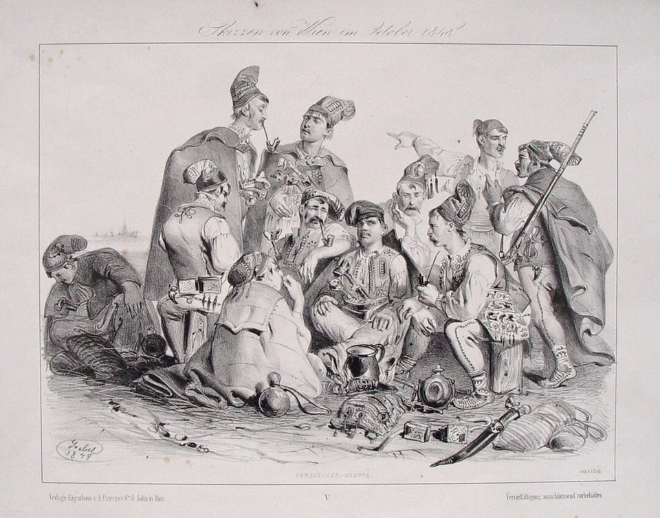 Carl Goebel Wien Oktober-Revolution 1848 Kroaten Seressaner Jellacic Balkan - Bild 1 von 1