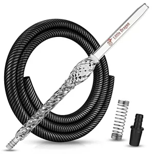 Shisha-Mundstück aus Kristallglas inkl. Silikonschlauch in Carbonoptik + Zubehör - Bild 1 von 7