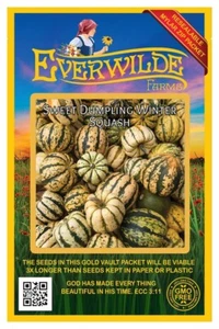 20 Sweet Dumpling Winter Squash Seeds - Everwilde Farms Mylar Seed Packet - Picture 1 of 3
