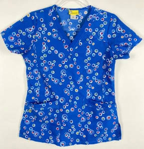 WonderWink Scrub Top Size XS Blue Dots Stars 6217A Nursing Medical Uniform - Picture 1 of 6