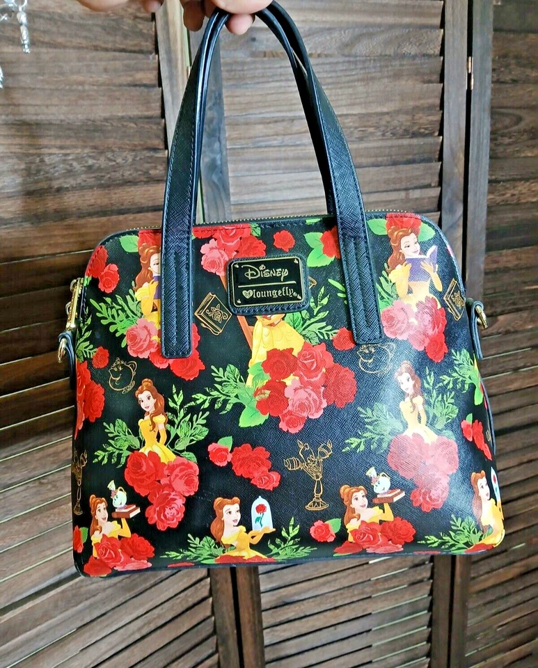 BOLSO DISNEY Loungefly RARO Disney 🏰 Cartera Bella Bestia 🌹Rosas Rojas Foto 1 de 4