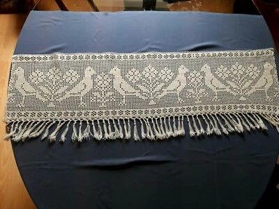 N05 Rideau brise bise coton au crochet L117xh38cm VINTAGE half curtain crocheted - Photo 1/4