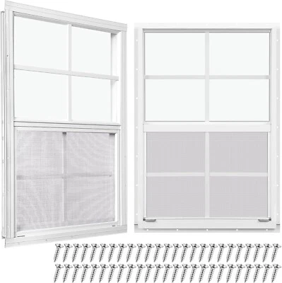 Elegant White Flush Mount Shed Windows 18''x27'' with UV Protection - 2PC - Image 1 of 4