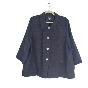 J.Jill Top Womens XL Button Front 3/4 Sleeve A-line Jacket Multicolor Pockets - Picture 1 of 12
