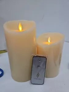 2 Luminara Flameless Candle Pillar 7.5/5.5  in Tall 3.5 Wide With Remote Vanilla - Picture 1 of 3