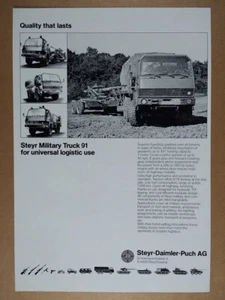 1987 Steyr 91 Military Truck vintage print Ad - Picture 1 of 1