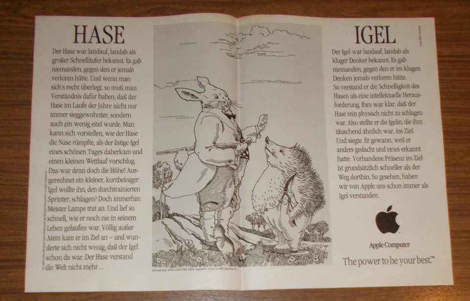 Seltene Werbung APPLE Computer - Hase & Igel 1987 - Bild 1 von 1