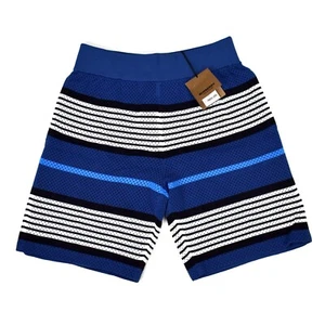 NWT $1050 Burberry Navy Blue Icon Stripe Mesh Knit Shorts Men's S AUTHENTIC - Picture 1 of 8