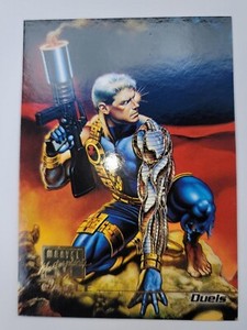 1996 MARVEL MASTERPIECES CABLE #55 DUELS 🔥 BORIS VALLEJO & JULIE BELL 🔥 READ
