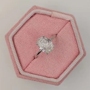 2.50Ct Oval-Cut VVS1 Moissanite Solitaire Engagement Ring Solid 14K White Gold - Picture 1 of 4