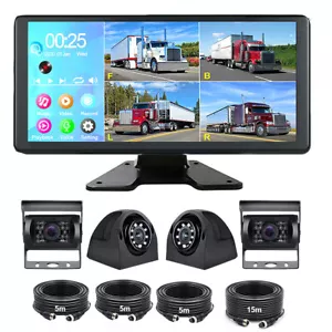10.36" IPS Quad Monitor DVR 4 Backup Rear View Camera For Truck Trailer RV Bus - Picture 1 of 12