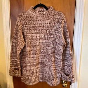 Old Navy Women's Sweater Sz M Burgundy Red Heather Ribbed Folded Sleeve NWT - Picture 1 of 14