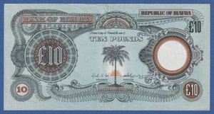BIAFRA -- 10 POUNDS ND ( 1968-69 ) -- VF+ -- WITHOUT SERIAL # -- PICK 7b . - Bild 1 von 2