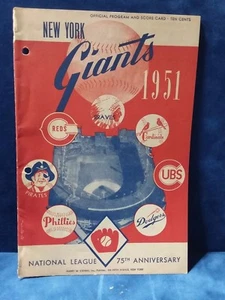 1951 New York Giants - Chicago Cubs Programm National League Mays Rookie Jahr - Bild 1 von 3