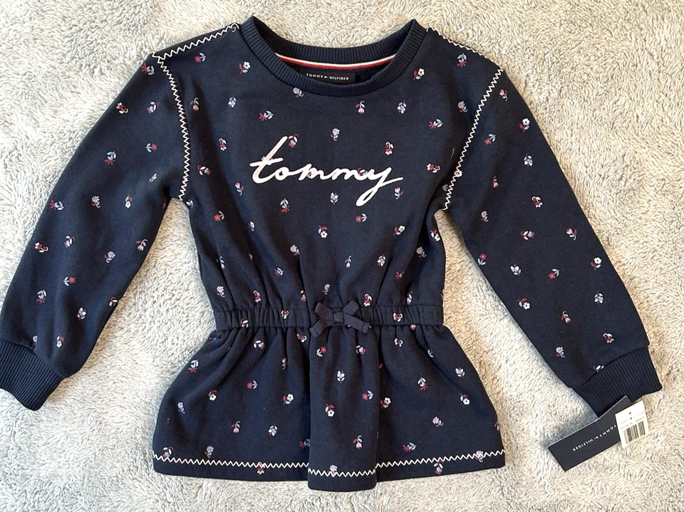 TOMMY HILFIGER TODDLER'S Floral Embroider LS SWEATSHIRT SZ 4T NWT - Image 1 of 4