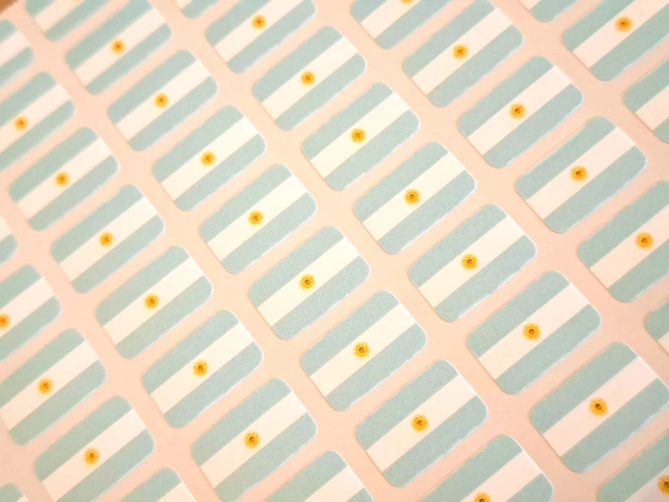 Small Mini 16x10mm Argentina Durable Plastic Flag Stickers Sticky Labels - Image 1 of 1