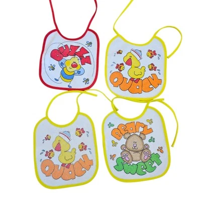 Vintage Baby Bibs Terrycloth Plastic Lined Cute Animals Set Of 4 Walmart Duck - Image 1 of 4